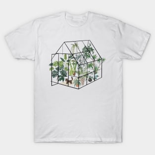 Cat Succulents Green House T-Shirt